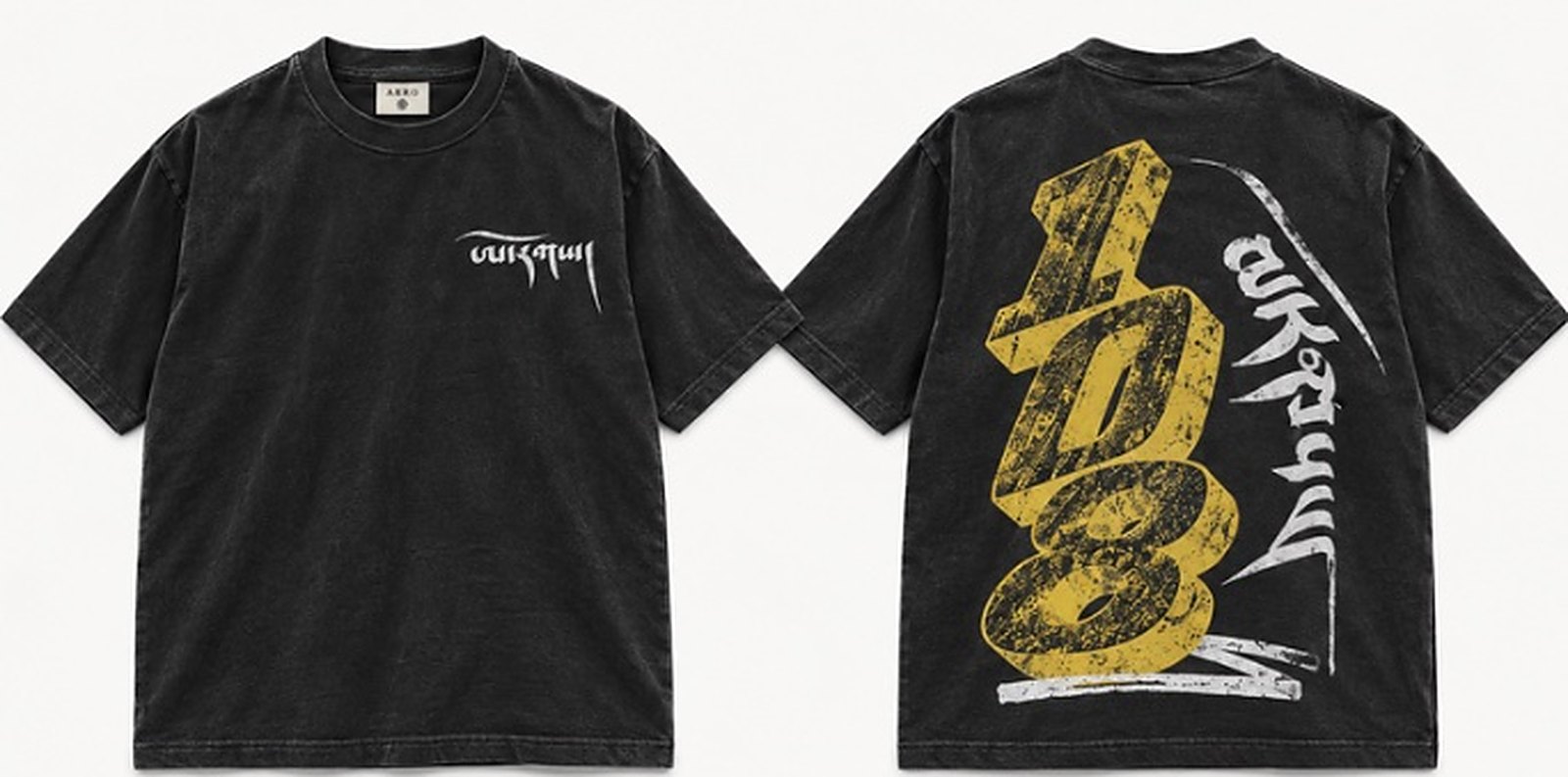 108 Tee in Washed Black, front and back