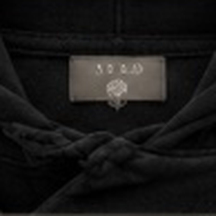 Neckline detail on the Script Hoodie
